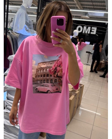 T-shirt damski ROMA - Róż