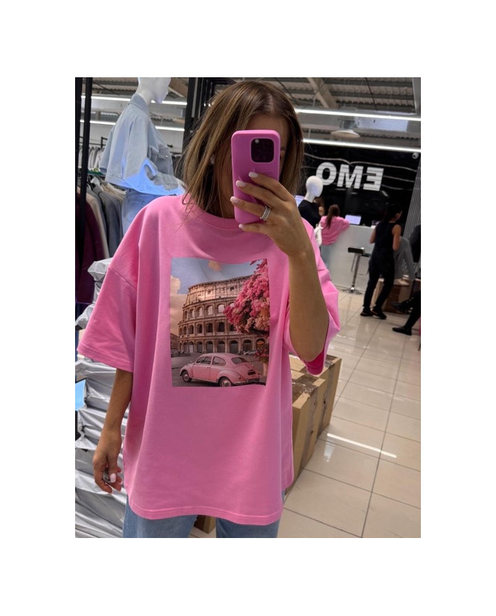 T-shirt damski ROMA - Róż