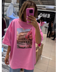 T-shirt damski ROMA - Róż