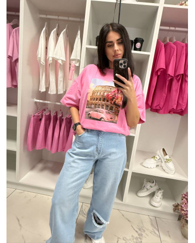 T-shirt damski ROMA - Róż