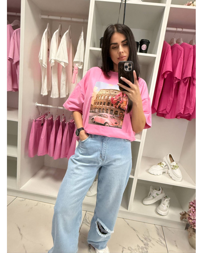 T-shirt damski ROMA - Róż