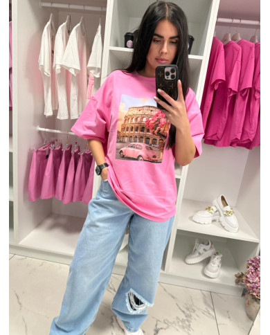 T-shirt damski ROMA - Róż