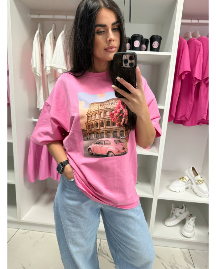 T-shirt damski ROMA - Róż